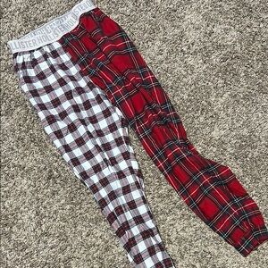 Hollister Dual Plaid Pajama Pants in Red and White